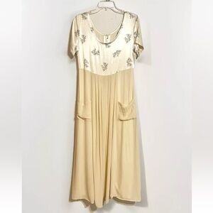 Vintage Karen Alexander Satin Dress Pale Yellow Chiffon Empire Waist